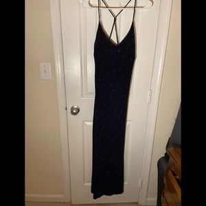 Byer Too sparkly navy blue long dress. Size Small